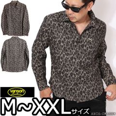 VANSON クロスボーン刺繍 ウォバッシュストライプ 長袖ワークシャツ M