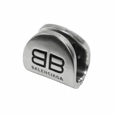 美品 バレンシアガ BALENCIAGA BBロゴ イヤーカフ イヤリング アクセサリー メタル シルバー メンズ レディース ユニセックス ▽５