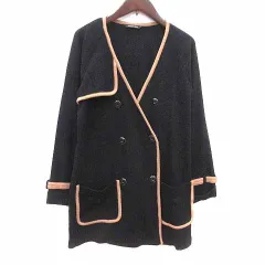 メイソングレイ MAYSON GREY カーディガン ニット ダブル 長袖 ウール 2 M 黒 ブラック ベージュ /YK