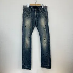 アンダーカバー　フロッキープリント　デニム　蜂　刺繍　クラッシュ加工　17aw アンダーカバー フロッキープリント デニム 蜂 刺繍 クラッシュ