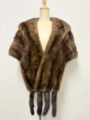 希少✨パールミンク ポンチョ ケープ コート 裾スカラップ リアルファー 毛皮 076 ミンク ポンチョコート マント ボレロ ケープ 毛皮 リアルファー