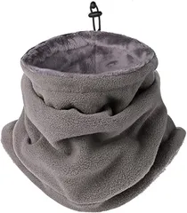 CUBATTY ネックウォーマー メンズ 冬 防寒 ネックガード 裏起毛フリース素材 暖かい おしゃれ ウオーマー 防風 柔らかい肌ざわり 伸縮素材 調節コード付き スキー スノーボ 自転車 バイク ゴルフ 釣り 登山 男女兼用(ライトグレー)