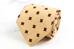 ピエールカルダン ブランド ネクタイ 小紋柄 スクエア柄 シルク イタリア製 メンズ ベージュ Pierre Cardin 【中古】