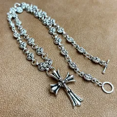 新品 クロス 十字架 クロスチャーム クロスボールチェーン フローラルクロスチャーム ネックレス ペンダント ファッション アクセサリー メンズ レディース シンプル ロック メタル ゴシック ストリートスタイル アメカジかっこいい 韓国 韓流
