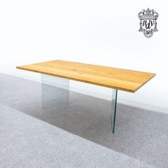 【展示品】NEO DA VINCI ネオ ダ ヴィンチ NN012-LIGHT ライト ダイニング テーブル スクエア 無垢 ガラスレッグ 定価87万【配送要確認】