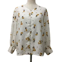 アーバンリサーチ ドアーズ URBAN RESEARCH DOORS ブラウス カットソー Vネック 花柄 マルチカラー 長袖 One 黄 オレンジ イエロー