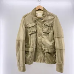【中古】DIESEL ラムレザージャケット カーキ M △状態考慮 ディーゼル[24]
