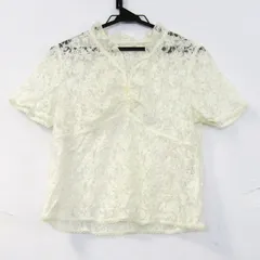 レリアン カットソー シャツ 半袖 大きいサイズ レース ブランド トップス 日本製 レディース 13サイズ クリーム色 Leilian 【中古】