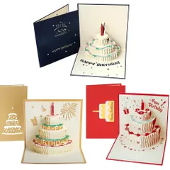 【在庫セール】祝い お誕生日 感謝 カード バースデ グリーティングカード 封筒付き ポップアップカード メッセージカード 3D立体 (タイプB) 誕生日カード 3枚セット バースデーカード