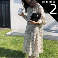 種類2：レッド/4XL ワンピース 膝下 ロング ロング丈 長袖 襟なし ボタン かわいい 大人可愛い きれいめ カジュアル 大人 おしゃれ お洒落 レトロ 大人可愛い 大人女子 こなれ感 ラフ ラブリー キュート ドット柄 春 秋 20代 30代 レディース