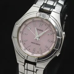 稼動 カシオ 電波ソーラー ウェーブセプター LWQ-150 ピンク文字盤 ラウンド シルバー メンズ/レディース腕時計 2000000 NSK OMI