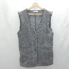 ◇ ⊇ chocol raffine robe フリンジ ノースリーブ ベスト ニット サイズ F ブラック系 レディース E  【1501160040473】