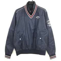 キャロウェイ 4WAY中綿ジャケット ネイビー×黒 総柄 ブルゾン ネック・袖着脱可 メンズ L ゴルフウェア Callaway