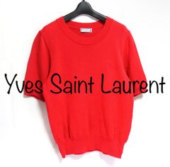 希少【yves saint laurent】YSL ロゴ刺繍/半袖 ニット カットソー Tシャツ