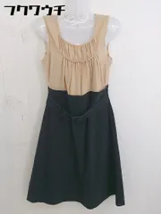 ◇ ◎ RUIRUE BOUTIQUE ベルト付 ノースリーブ 膝丈 ワンピース サイズXL ベージュ ブラック レディース  【中古】 【1202280002425】