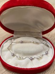 ☆良品　TASAKI  18WG パールブレスレット　チェーンパールブレスレット