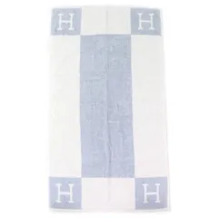 Hermes エルメス✨アヴァロン ブランケット　シルク混　ロゴ　ブルー Hermes エルメス✨アヴァロン ブランケット シルク混 ロゴ ブルー