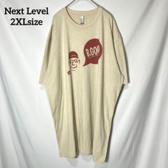 【Next Level】おじさん 花 B.GOOD イラストフラワー　プリントロゴ　オーバーサイズ　半袖Tシャツ　ベージュ　2XL US古着