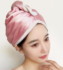【2枚組】超吸収♪ヘアドライタオル ヘアキャップ ヘアタオル 髪タオル 髪用タオル ピンク