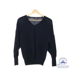 【訳アリ】 UNIQLO ユニクロ トップス ニット Vネック 長袖 リブ カジュアル レディース ブラック M 901-9615 送料無料 古着