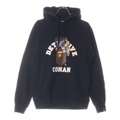 A BATHING APE (アベイシングエイプ) ×CONAN COLLEGE PULLOVER HOODIE 名探偵コナン ゼロの執行人 ロゴプリント スウェット プルオーバーパーカー ブラック 001PPE731906J