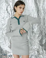 ワンポイントシャツミニニットワンピース EVRIS エヴリス 372410301001