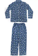 【中古】衣料雑貨 集合 サテンパジャマ(長袖＆ロングパンツ) ブルー レディースXSサイズ 「ちいかわ なんか小さくてかわいいやつ×GU」