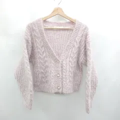 ◇ ⊇ MAJESTIC LEGON ミドルゲージ ラメ混合 シャギーニット 長袖 カーディガン サイズM ピンク系 レディース E  【1506300030116】