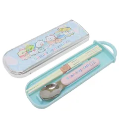 【メール便】すみっコぐらし お箸＆スプーンセット 抗菌食洗機対応スライド式箸スプーンコンビセット しろくまのふるさと サンエックス スケーター 新学期準備 女の子 キャラクター グッズ 