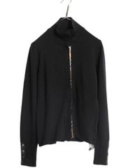 【お得なクーポン配布中!】 イタリア製 バーバリー ロンドン メリノ ウール ニット カーディガン レディース L 前開き セーター ノバチェック ブラック ハイネック 黒