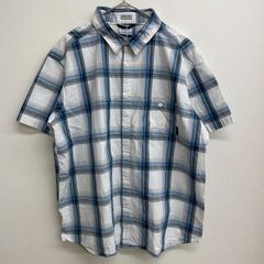 Columbia 半袖シャツ チェック ネイビー/ホワイト ビッグサイズ【メンズXL】