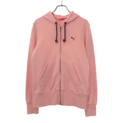 プーマ 長袖 ロゴ刺繍 ジップパーカー L ピンク PUMA レディース 古着 【240324】
