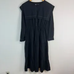 ZARA ザラ ロングワンピース シャツワンピース ロング丈 セーラーカラー ブラック Mサイズ レディース 古着 モード
