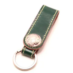 レーデルオガワ製コードバン使用　ベルトループキーホルダー　インディアンヘッドコンチョ付き　緑
