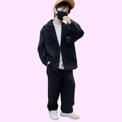 Size:130_Color:ブラック [CREAM] スーツ 男の子 フォーマルスーツ キッズ 2点セット 子供服 ボーイズ 上下 セットアップ 子供スーツ ボーイズスーツ ジャケット ズボン おしゃれ 入園式 卒業式 入学式 お宮参り 発表会 七五三 幼稚