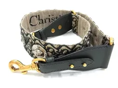 ■極美品■ ChristianDior ディオール トロッター エンブロイダリー キャンバス バッグ用 ショルダーストラップ グリーン系  FF0403