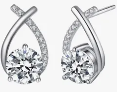 エレガント しずくモチーフ CZダイヤモンド風 シルバーピアス ラインストーン ジルコニア[AXLUCE] ピアス レディース シルバー925 金属アレルギー対応 レディースピアス