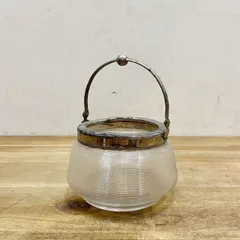 フランス アンティーク ヴィンテージ ガラスポット シュガーポット インテリア ディスプレイ【B1344】