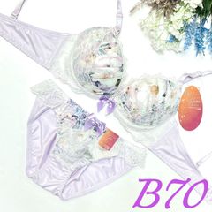 （933800）花柄プリントハーフレースブラ&ショーツセット【B70/M】