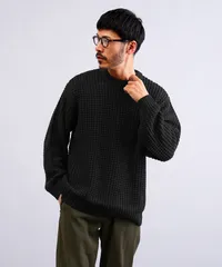 新品 未使用 JIGGYS SHOP(ジギーズショップ)ビッグワッフルクルーニットセーター 217560 ブラックのサムネイル
