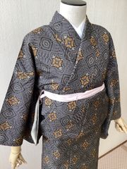 浴衣 夏着物兼用 綿麻 裄63.5 身丈152 広衿 - メルカリ