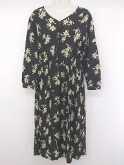 ◇ PAGEBOY ページボーイ ALICIA 花柄 プリーツ 長袖 膝下丈 ワンピース サイズF ブラック ベージュ マルチ レディース P  【中古】 【1208260016635】