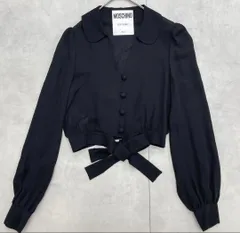 MOSCHINO COUTURE!　モスキーノ　クチュール　2022　シルク100％　ジャケット　クロップド　リボン　ブラウス　イタリア製　黒　38　a00393のサムネイル