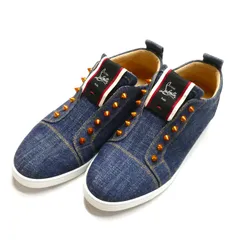Christian Louboutin クリスチャンルブタン F.A.V Fique A Vontade デニム スタッズ スニーカー ネイビー 42 1/2 メンズ 中古