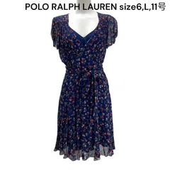 ポロ ラルフローレン POLO RALPH LAUREN ワンピ 半袖 膝丈 フレア 6,L,11号 レディース S5Q087