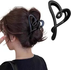 しっかり止まる 大きめヘアクリップ リボン型 軽量 バンスクリップ