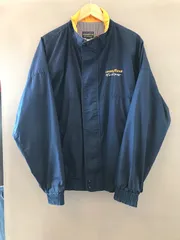 GOODYEAR グッドイヤー スウィングトップ 企業系 ブルゾン コットンポリ 紺 黄 ネイビー イエロー TALONジッパー USA製 メンズ Lサイズのサムネイル