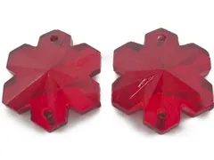 キラリ手芸部 No.6301 手芸用 ビジュー パーツ ソーオン ストーン（ガラス ビーズ ラインストーン）赤 レッド 花形 1.8cm×1.8cm_9個入り