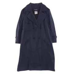 CHANEL シャネル トレンチコート P17718V09725 コットン シルク混 ココマークボタン コットン ダブル トレンチコート ダークネイビー系 40【中古】のサムネイル