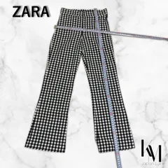 ZARA ハイウエスト フレアパンツ ストレッチ ギンガムチェック カジュアル XSサイズ